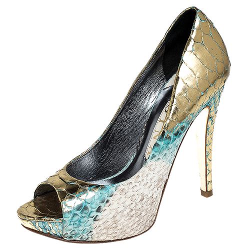 Gina Multicolor Python Peep Toe Platform Pumps Size 37 - Gina - Modalova