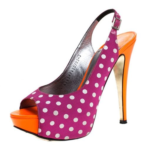 Gina Purple/Orange Polka Dot Fabric And Patent Open Toe Slingback Sandals Size 38 - Gina - Modalova