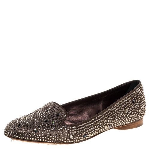 Gina Brown Crystal Embellished Satin Ballet Flats Size 38.5 - Gina - Modalova