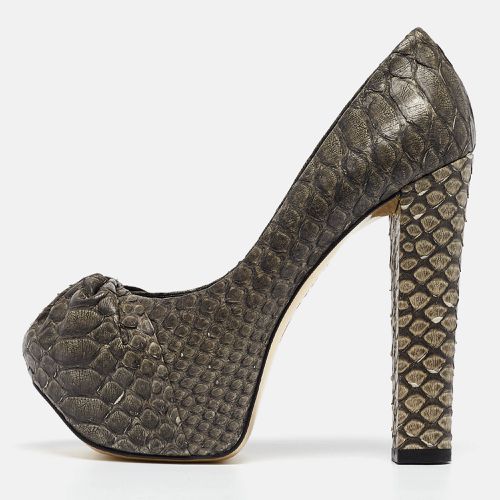 Gina Dark Grey Python Leather Elle Platform Pumps Size 39.5 - Gina - Modalova