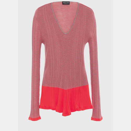 Giorgio Armani Virgin Wool V-Neck Sweater 46 - Giorgio Armani - Modalova