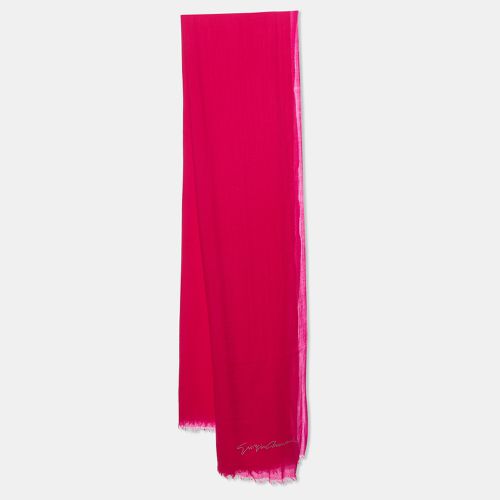 Giorgio Armani Fuchsia Pink Logo Detail Wool Scarf - Giorgio Armani - Modalova