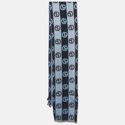 Giorgio Armani Blue Monogram Silk and Cotton Scarf - Giorgio Armani - Modalova