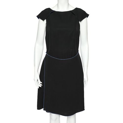 Giorgio Armani Black Silk Crepe Contrast Trimmed Wrap Detailed Dress M - Giorgio Armani - Modalova