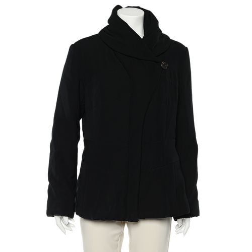 Giorgio Armani Black Quilted Oversized Collar Zip Front Jacket XL - Giorgio Armani - Modalova