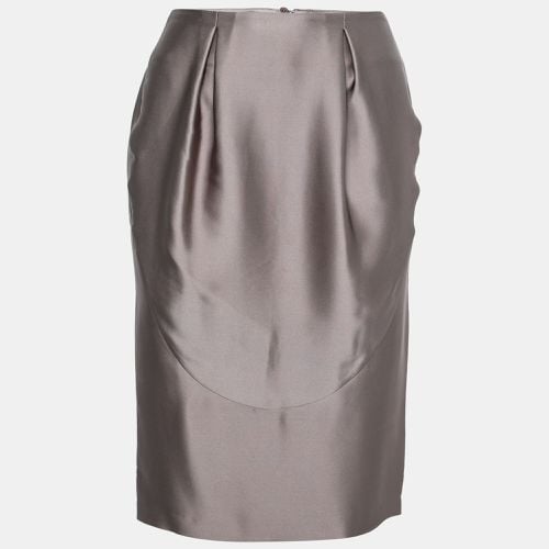 Giorgio Armani Grey Silk Satin Pleat Detail Skirt S - Giorgio Armani - Modalova