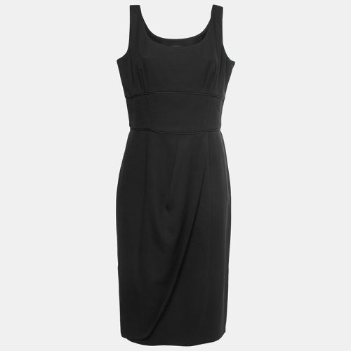 Giorgio Armani Black Wool Crepe Tulip Draped Sleeveless Dress L - Giorgio Armani - Modalova