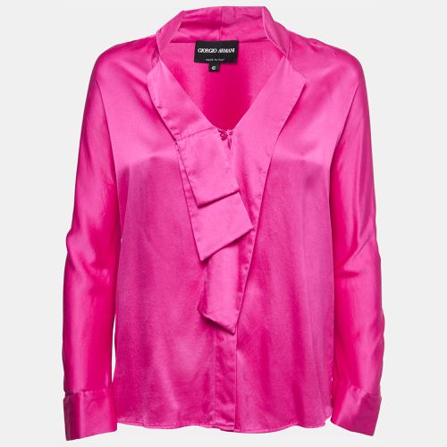 Giorgio Armani Pink Silk Tie Detailed Button Front Shirt Blouse S - Giorgio Armani - Modalova