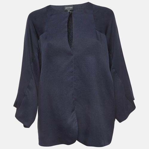 Giorgio Armani Navy Blue Silk Kimono Sleeve Blouse M - Giorgio Armani - Modalova