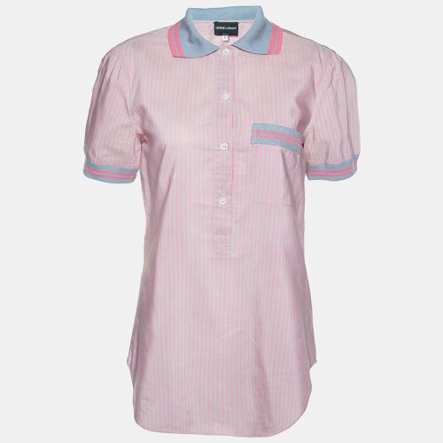 Giorgio Armani Pink Stripe Poplin Half Placket Shirt M - Giorgio Armani - Modalova