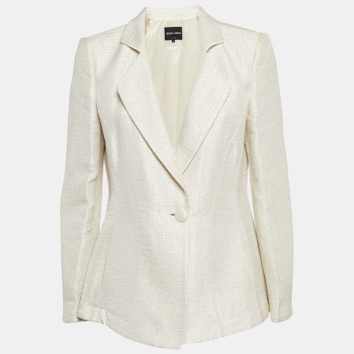 Giorgio Armani Cream Textured Cotton Blend Single Breasted Blazer L - Giorgio Armani - Modalova