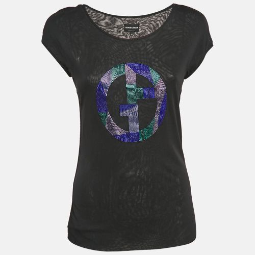 Giorgio Armani Black Rhinestone Embellished Jersey T-Shirt M - Giorgio Armani - Modalova