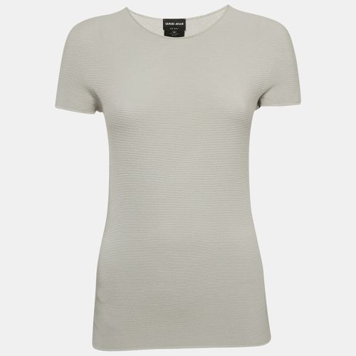 Giorgio Armani Grey Knit Links-Stitch Viscose Short Sleeve Jumper M - Giorgio Armani - Modalova