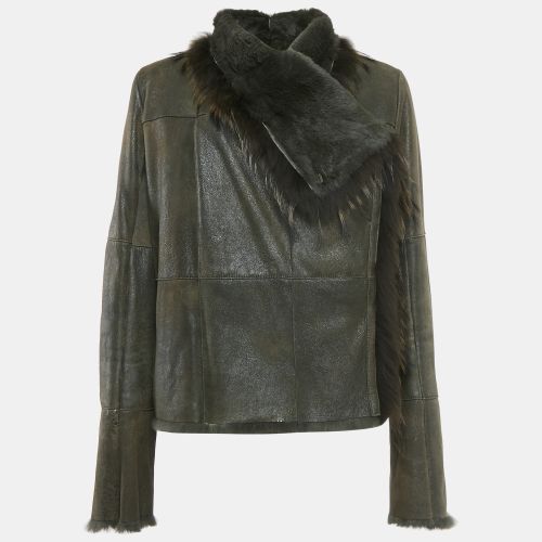 Meteo Khaki Green Rabbit Leather and Fur Jacket S - METEO - Modalova