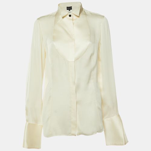 Giorgio Armani Cream Silk Double Cuff Blouse L - Giorgio Armani - Modalova