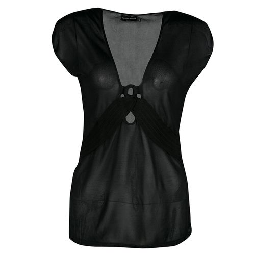 Giorgio Armani Black Knit Twist Front Top M - Giorgio Armani - Modalova