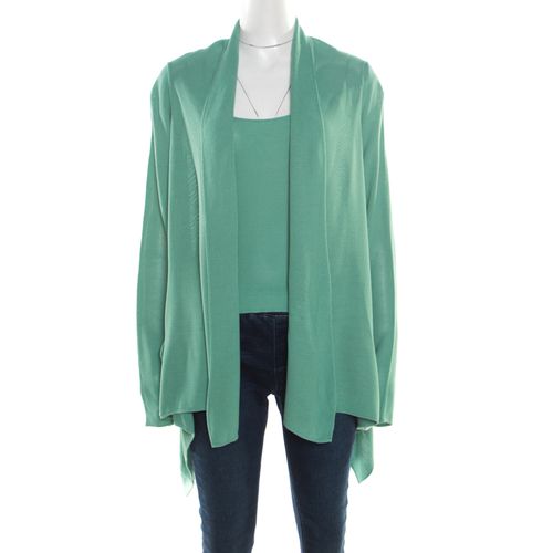 Giorgio Armani Mint Green Knit Open Front Cardigan and Top Set S - Giorgio Armani - Modalova