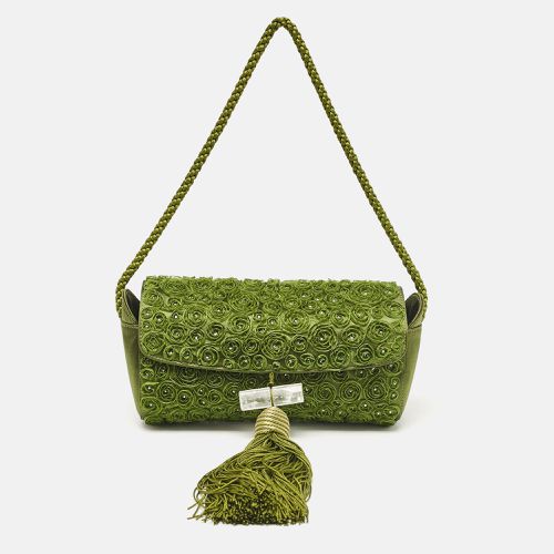 Giorgio Armani Olive Green Satin Floral Applique Tassel Bag - Giorgio Armani - Modalova