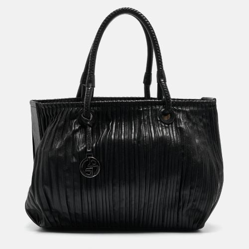 Pleated Leather Tote - Giorgio Armani - Modalova