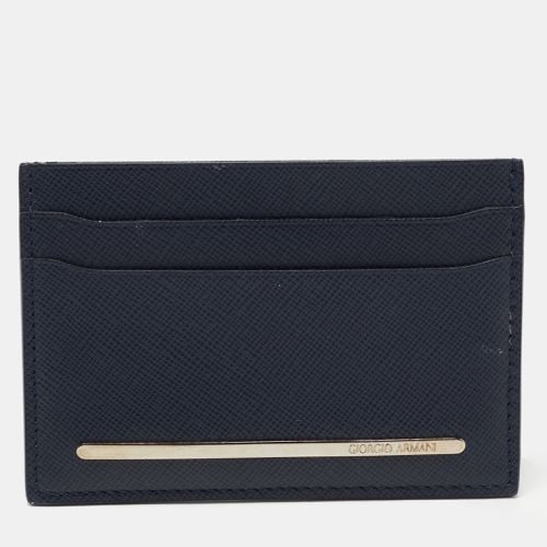 Giorgio Armani Navy Blue Leather Card Holder - Giorgio Armani - Modalova