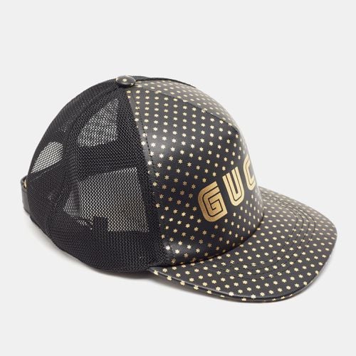 Gucci Black Guccy Stars Print Leather & Mesh Baseball Cap M - Gucci - Modalova