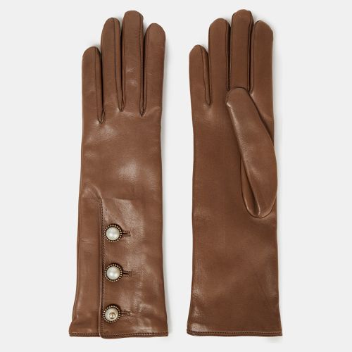 Gucci Brown Leather Gloves 7 - Gucci - Modalova