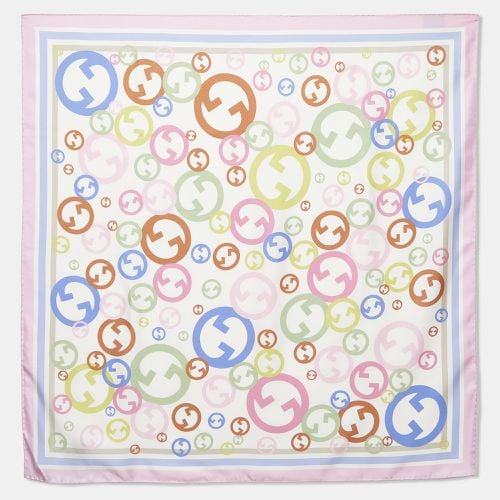 Gucci White/Pink GG Bubble Print Silk Scarf - Gucci - Modalova