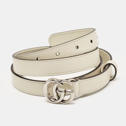 Gucci Off White Leather GG Marmont Slim Buckle Belt 115CM - Gucci - Modalova