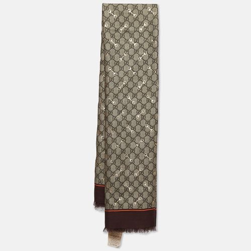 Gucci Brown/Gold Horsebit and GG Print Square Scarf - Gucci - Modalova