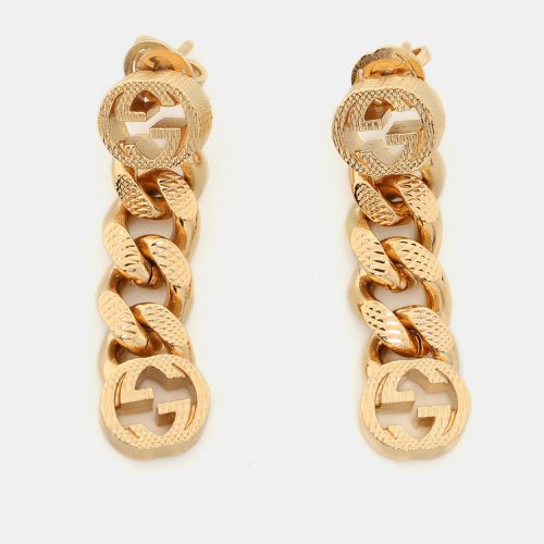 Gucci Gold Tone Interlocking G Chain Drop Earrings - Gucci - Modalova