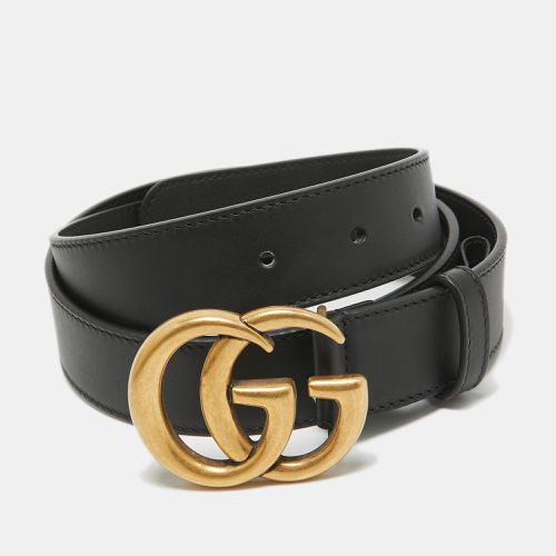 Gucci Black Leather GG Marmont Buckle Belt 85CM - Gucci - Modalova