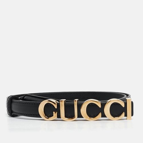 Gucci Black Leather Gucci Buckle Slim Belt 70 CM - Gucci - Modalova