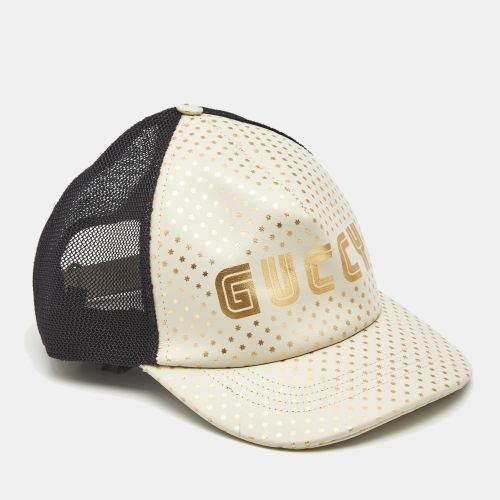 Gucci White Stars/Guccy Print Leather & Mesh Baseball Cap L - Gucci - Modalova