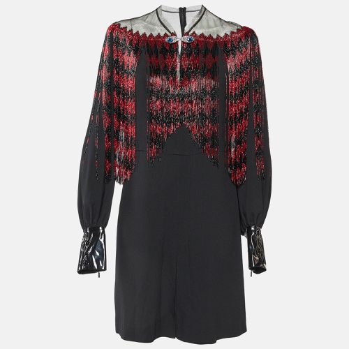 Gucci Black Crepe Diamond Bead Fringed Mini Dress M - Gucci - Modalova