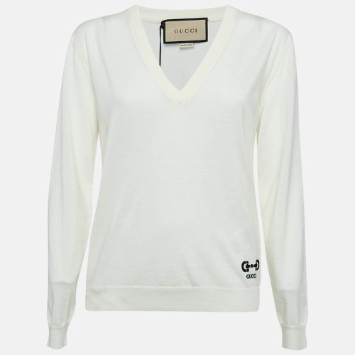 Gucci Cream Horsebit Intarsia Wool Rib Jumper XS - Gucci - Modalova