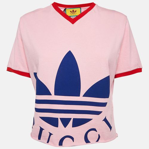 Gucci x Adidas Pink Logo Print Cotton Crop T-Shirt L - Gucci - Modalova