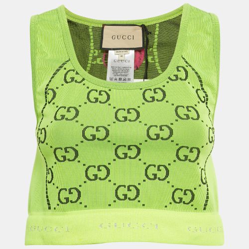 Gucci Fluorescent Green GG Jacquard Crop Tank Top M - Gucci - Modalova