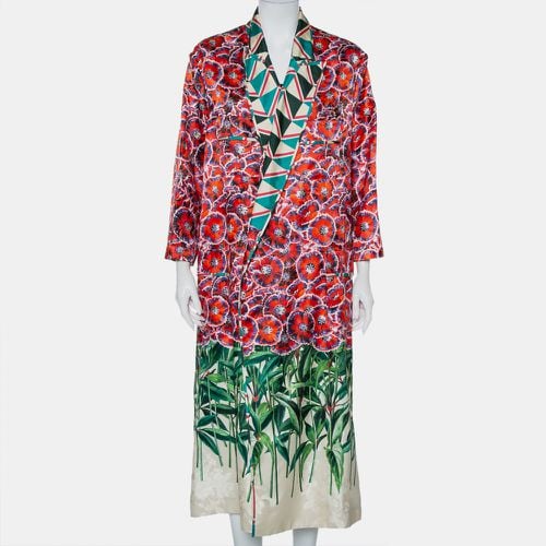 Gucci Multicolor Printed Silk Open Front Coat L - Gucci - Modalova