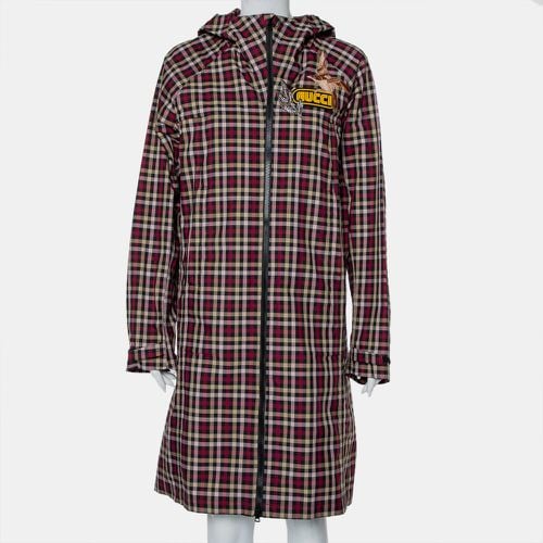 Plaid Canvas Zipper Front Hooded Coat S - Gucci - Modalova