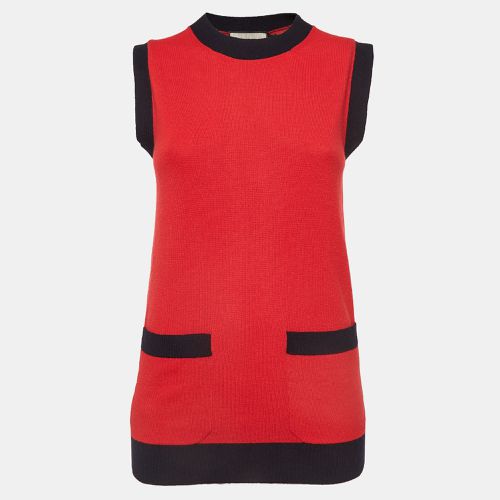 Gucci Red Contrast Edge Wool Knit Sleeveless Top S - Gucci - Modalova