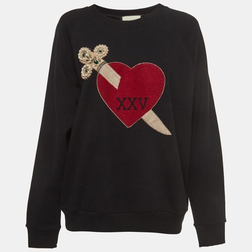 Gucci Black Cotton Dagger Heart Embroidered Sweatshirt S - Gucci - Modalova