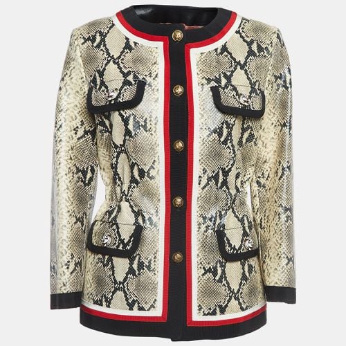 Gucci Cream Snake Printed Leather Jacket M - Gucci - Modalova