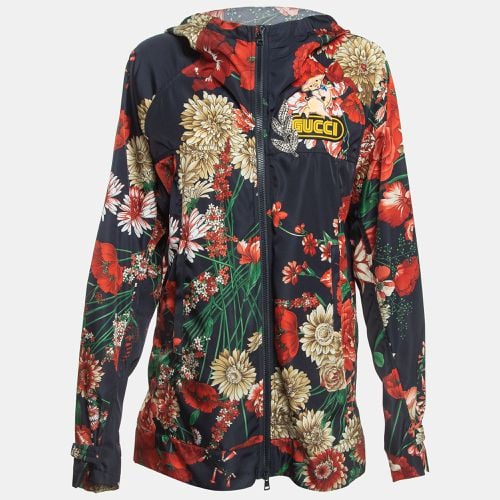 Gucci Multicolor Floral Print Nylon Applique Detail Hooded Jacket S - Gucci - Modalova