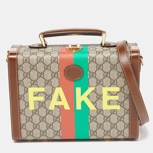 Gucci Brown/Beige GG Supreme Canvas and Leather Fake/Not Savoy Beauty Case Bag - Gucci - Modalova