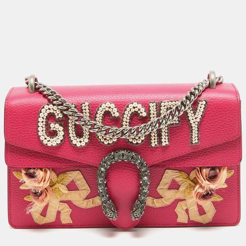 Gucci Magenta Leather Small Guccify Pearl Embellished Dionysus Shoulder Bag - Gucci - Modalova