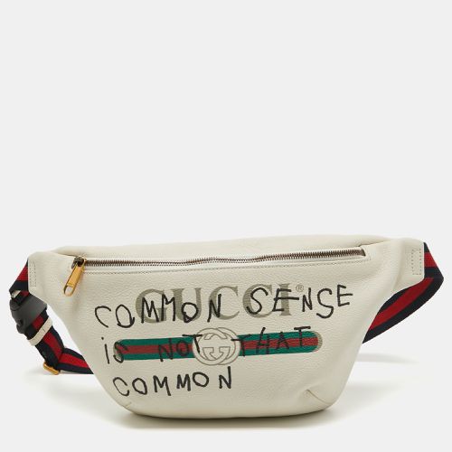 Gucci Cream Pebbled Leather Logo Web Belt Bag - Gucci - Modalova