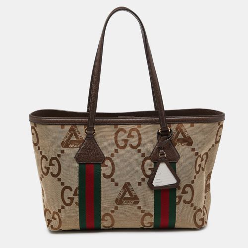 X Palace /Brown Jumbo GG Canvas Medium Shopper Tote - Gucci - Modalova