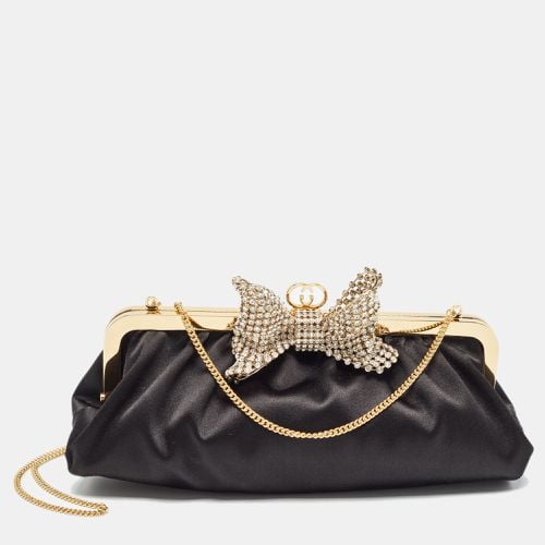 Gucci Black Satin Crystal Embellished Bow Broadway Clutch - Gucci - Modalova