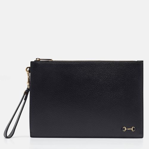 Gucci Black Leather Horsebit Slim Wristlet Clutch - Gucci - Modalova