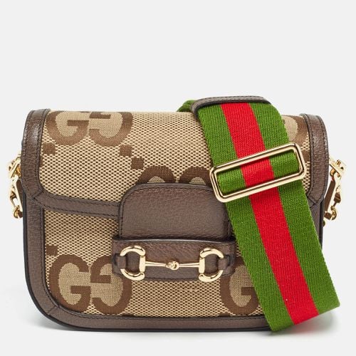 Brown GG Canvas Leather Horsebit 1955 Crossbody Bag - Gucci - Modalova